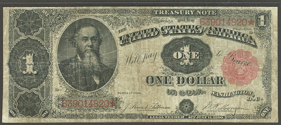 Fr.351, 1891 $1 Treasury Note, Very Fine, B39014820. PMG-20